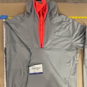 Under Armour Lighter Weight Running Hoodie Size L Orange Gray